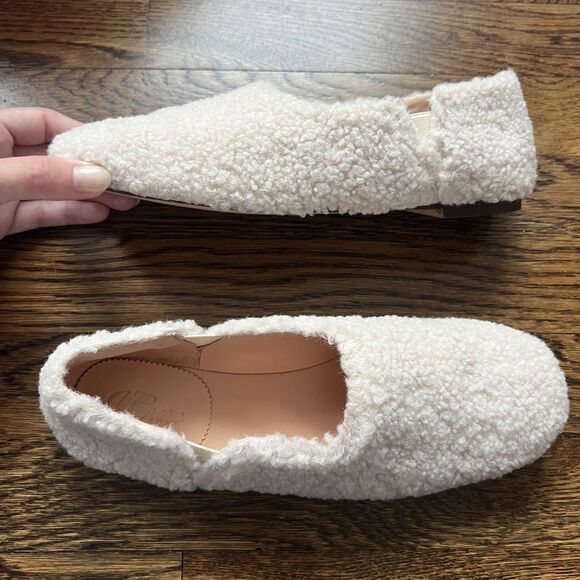 J. Crew Sherpa Flats with Elastic in Dusty Ivory BD448 Women's Size 8 - Picture 7 of 12